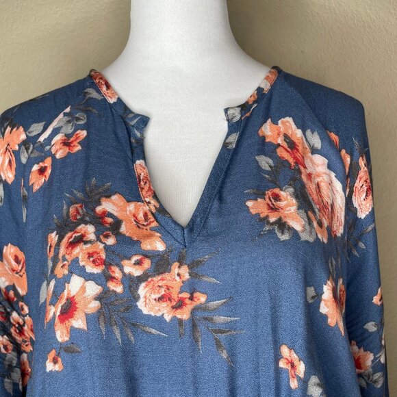 Torrid Blue Floral Smocked Waist V-Neck Mini Dress Plus Size 2X Cottagecore - Picture 2 of 14